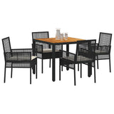 Garden Dining Set 5 pcs Black Poly rattan 3334902