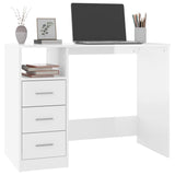 ZNTS Desk with Drawers High Gloss White 102x50x76 cm Engineered Wood 823034