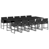 11 Piece Garden Dining Set with Cushions Black Poly Rattan 3211291