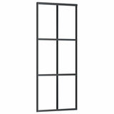 Sliding Door with Hardware Set Black 76x205 cm ESG Glass 3375924