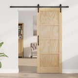 Sliding Door Natural and Black 78 x 202 cm Solid Pine Wood 3333162