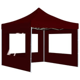 Professional Folding Party Tent with Walls Aluminium 3x3 m Wine Red 45489