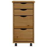 Rolling Cabinet with Drawers MOSS Honey Brown Solid Wood Pine 355903