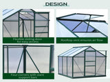 6 x 6ft Polycarbonate Greenhouse, Large Walk-In Green House with Slide Door and Window, Garden T3398P314191