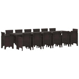 Garden Dining Set 15 pcs Brown Polt rattan 3378637