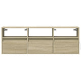 TV Wall Cabinet with LED Lights Sonoma Oak 130x31x45 cm 852343