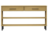 Console Cabinet with Metal Legs Brown Solid Wood Pine OSLO 351003