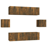 6 Piece TV Cabinet Set Smoked Oak Engineered Wood 3120266