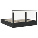 Storage Bed with Headboard Black 200 x 200 cm Engineered Wood 3409518