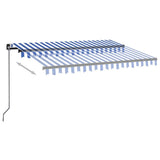 Manual Retractable Awning with LED 350x250 cm Blue and White 3069081