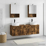 Bathroom Cabinet Set 5 pcs Smoked Oak Engineered Wood 3406603