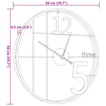 Wall Clock Black 50 cm Iron 4008401