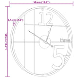 Wall Clock Black 50 cm Iron 4008401