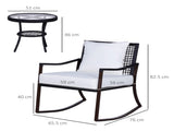 Rattan Bistro Set, 3 Pieces Wicker Garden Furniture Set with Rocking Chairs and Round Glass Top T3398P323999
