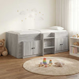 Loft Bed Frame with Cabinet 3 pcs Grey Sonoma Engineered Wood 3423379
