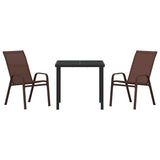 Garden Dining Set 3 pcs Brown and Black Powder-coated Steel 3379128