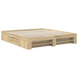 Bed Frame Sonoma Oak 200 x 200 cm Engineered Wood 3408727