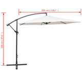 Cantilever Garden Parasol Sand White Polyester Large 42202