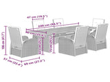 7 Piece Garden Dining Set with Cushions Grey Poly Rattan 3277610