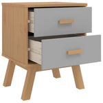 ZNTS Bedside Cabinet OLDEN Grey and Brown Solid Wood Pine 358583