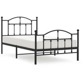 Metal Bed Frame without Mattress with Footboard Black 100x190cm 353451