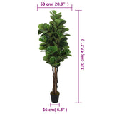Artificial Fiddle Leaf Fig Tree 134 Leaves 120 cm Green 359012