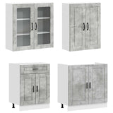 Kitchen Unit PORTO 4 pcs Concrete Grey Engineered Wood 3438338