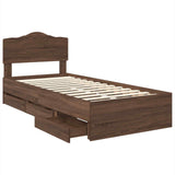 Bed Frame with Drawer Brown Oak 100 x 200 cm Engineer Wood 3413039