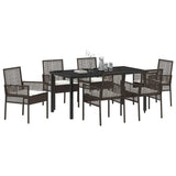 Garden Dining Set with Cushion 7 pcs Brown Poly Rattan 3379874