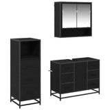 Bathroom Furniture Set 3 pcs Black Oak Engineered Wood 3402496