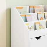 Kids Bookshelf with Drawer High Gloss White 60 x 29.5 x 69 cm 892393