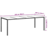 Garden Table Grey 250x100x75 cm Tempered Glass and Poly Rattan 316727