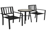 3 Piece Patio Bistro Set with Plastic Top, 2 Stackable Chairs, Galvanised Steel Frame, Grey T3398P327939