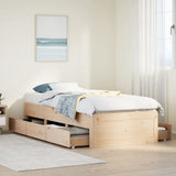 Bed Frame without Mattress with Drawers 90x190 cm Single Solid Wood Pine 3308825