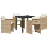 Garden Dining Set with Cushion 5 pcs Beige Poly Rattan 3379988