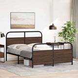 Metal Bed Frame without Mattress Brown Oak 140x200 cm 3318662