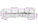 Sofa Sets 4 pcs White 185.5 x 126.5 x 73 cm Solid Acacia Wood 3391769