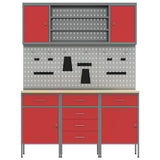 Work Cabinet with Drawer 7 pcs Red Engineered Wood and Steel 3321443