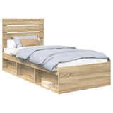 Bed Frame with Headboard Sonoma Oak 75 x 190 cm Solid Pine Wood 3411473