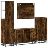 4 Piece Bathroom Furniture Set Smoked Oak Engineered Wood 3301252