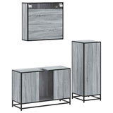 ZNTS 3 Piece Bathroom Furniture Set Grey Sonoma Engineered Wood 3301043