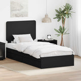 Storage Bed with Headboard Black 75 x 190 cm Engineered Wood 3412736