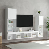 4 Piece TV Wall Units with LED White Engineered Wood 3216654