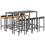 9 Piece Garden Bar Set Black Poly Rattan& Solid Wood Acacia 3187680