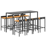 9 Piece Garden Bar Set Black Poly Rattan& Solid Wood Acacia 3187680