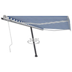 Freestanding Manual Retractable Awning 400x300 cm Blue/White 3069736