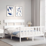 Bed Frame without Mattress White Small Double Solid Wood Pine 3193242