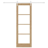Sliding Door Natural 73.5 x 211 cm Solid Pine Wood and Glass 3332409