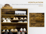 Shoe Cabinet with 2 Flip Doors, Slim 2-Drawer Shoe Cupboard with Adjustable Divider and Open T3398P342300