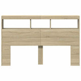 Headboard Cabinet with LED Sonoma Oak 160x17x102 cm 839205